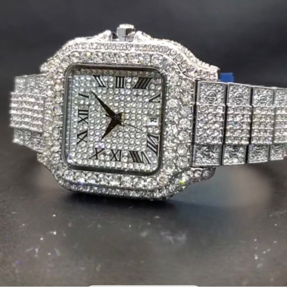 🔥🔥silver diamond watch